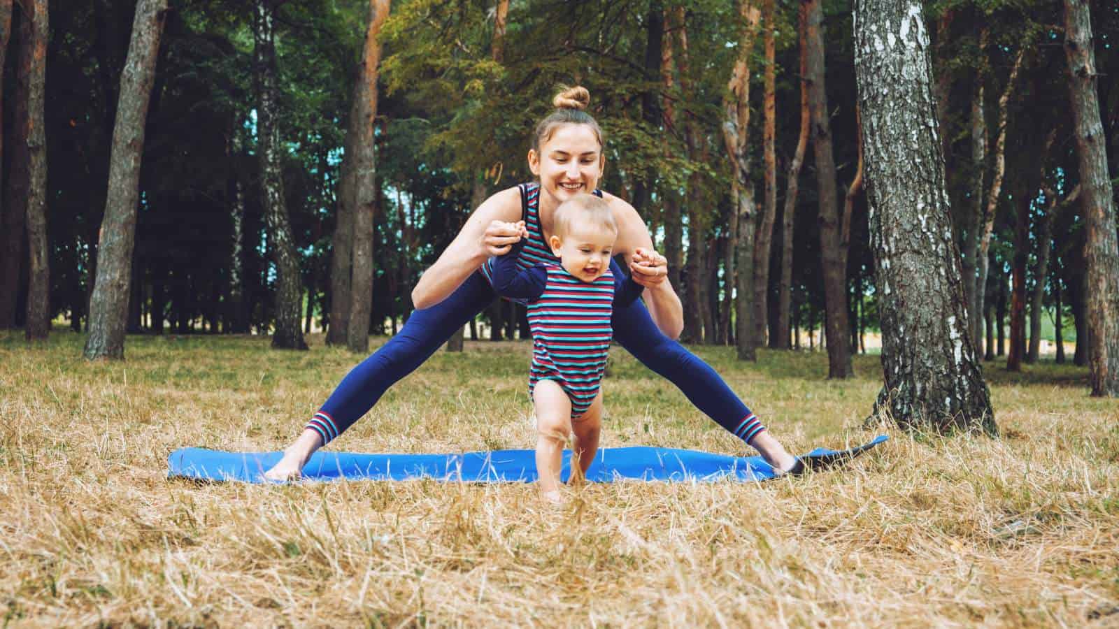 woman doing yoga and exercising