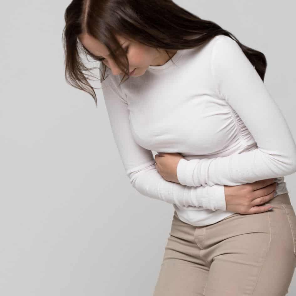 A woman having her period pains