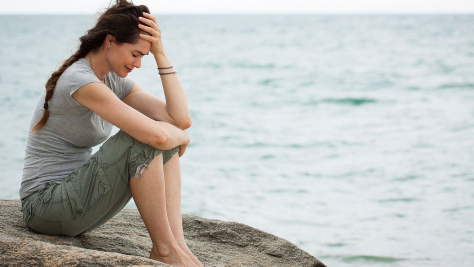 Sad and depressed woman crying
