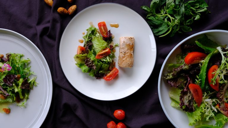cooked food served on plate; healthy meal kits